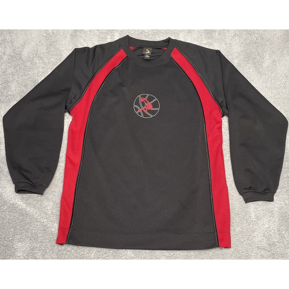 Shaquille Oneal Long Sleeve Pullover Side Zip-up Black/Red Sweatshirt Men Size L